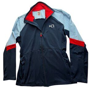 KARI TRAA Athletic Yoga Jacket Dark Blue Red Colorblock Size Women's M